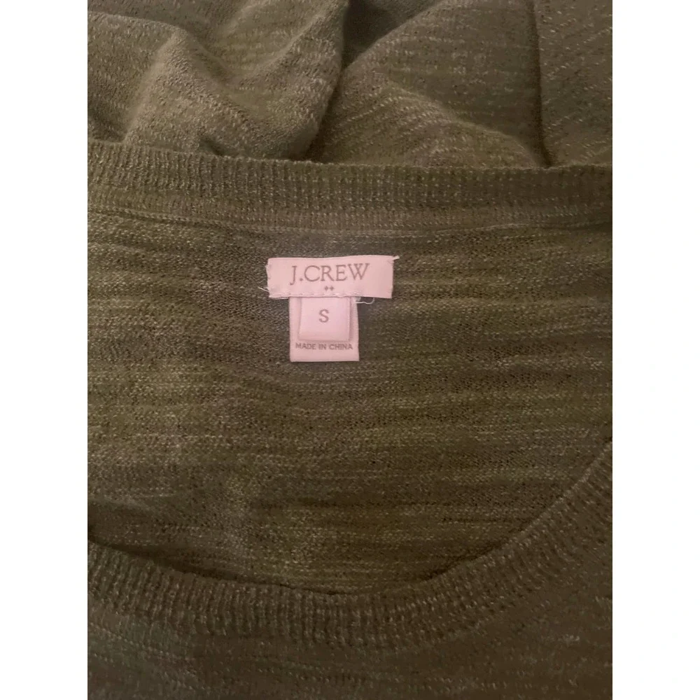 J.Crew sleeveless sweater‎ green & white S, preppy, linen blend, resort
